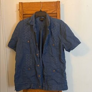 Men's Blue Short Sleeve Shirt Jacket